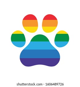 dog paw footprint rainbow Pride icon vector french bulldog cartoon LGBT symbol character illustration design