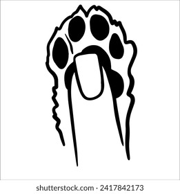 Dog paw friendship Hand drawn illustration for cards, posters, stickers and professional design.