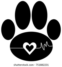 Dog paw with heart