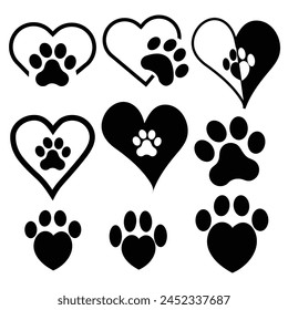 Dog Paw Heart Bundle Perfect for Cricut, Dog Lovers, and Heart Enthusiasts