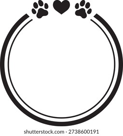 dog paw heart circle frame design double line border thick thin contrast pet logo t shirt print photo frame event branding badge emblem graphic layout decorative modern minimal animal lover merchandise