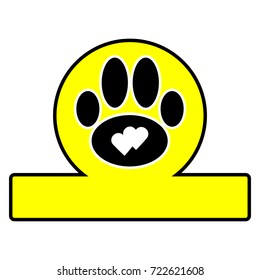 Dog paw with heart isolated on white background. Love and animal.