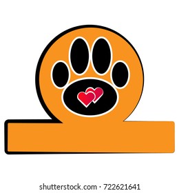 Dog paw with heart isolated on white background. Love and animal.