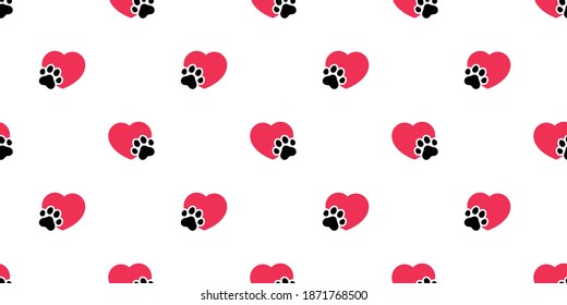 dog paw heart seamless pattern valentine footprint vector cartoon tile background scarf isolated repeat wallpaper doodle illustration design