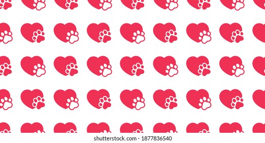 dog paw heart seamless pattern valentine footprint vector cartoon tile background scarf isolated repeat wallpaper illustration doodle design