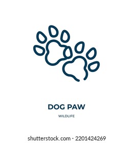 Dog paw icon. Linear vector illustration from wildlife collection. Outline dog paw icon vector. Thin line symbol for use on web and mobile apps, logo, print media.