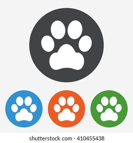 Dog paw icon. Pets symbol. Circle buttons with flat sign. Vector