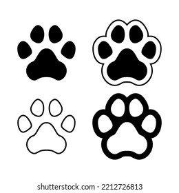 Hundepaw-Symbol-Set. Vektorgrafik. Einzige schwarze Objekte auf weißem Hintergrund.