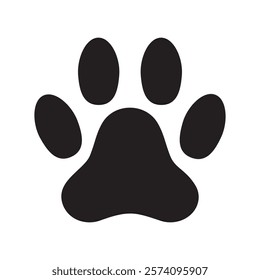 Dog paw icon. Simple black silhouette dog paw symbol. Dog, cat paw icon. Zoo, vet logo element sign, greeting cards. Paw print symbol. Vector illustration Isolated on a white background. EPS 10 