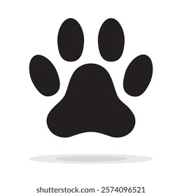 Dog paw icon. Simple black silhouette dog paw symbol. Dog, cat paw icon. Zoo, vet logo element sign, greeting cards. Paw print symbol. Vector illustration Isolated on a white background EPS 10.