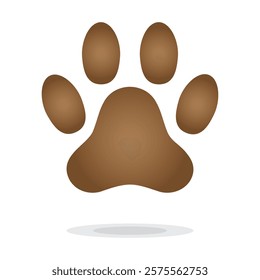 Dog paw icon. Simple brown silhouette dog paw symbol. Dog, cat paw icon. Zoo, vet logo element sign, greeting cards. Paw print symbol. Vector illustration Isolated on a white background. EPS 10.