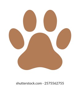 Dog paw icon. Simple brown silhouette dog paw symbol. Dog, cat paw icon. Zoo, vet logo element sign, greeting cards. Paw print symbol. Vector illustration Isolated on a white background. EPS 10.