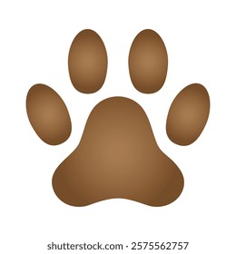 Dog paw icon. Simple brown silhouette dog paw symbol. Dog, cat paw icon. Zoo, vet logo element sign, greeting cards. Paw print symbol. Vector illustration Isolated on a white background. EPS 10.