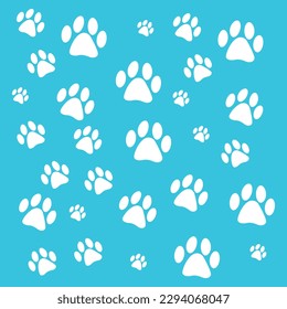 Dog Paw Icon Suitable For Blue Background