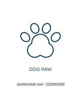 Hundepfaue-Symbol. Dünne Linien-Hund-Pfosten-Umriss Symbol einzeln auf weißem Hintergrund. Linie Vektor-Hund-Pfosten-Zeichen, Symbol für Web und Mobile