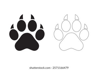 Dog paw icon vector art illustration on a white background. Paw print dog icon vector illustration on a white background.