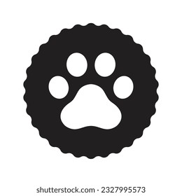 dog paw icon vector bear footprint cat kitten pet foot logo puppy cartoon symbol character pancake shape illustration doodle clip art design