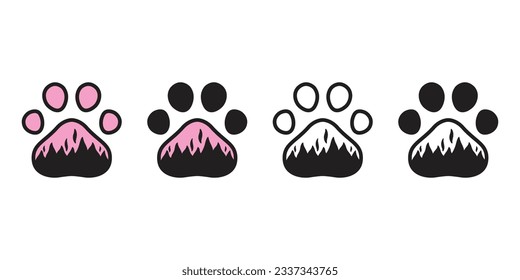 dog paw icon vector fire footprint black pink cartoon logo symbol burn cat kitten french bulldog pet character illustration doodle clip art design