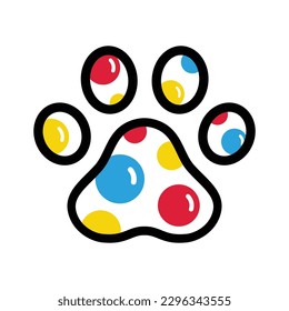 dog paw icon vector footprint polka dot candy logo colorful symbol cartoon character illustration doodle clip art design