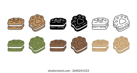 dog paw icon vector footprint biscuit cracker cat kitten pet bear foot bakery baked logo puppy cartoon symbol character shape illustration doodle design