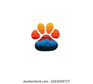dog paw icon vector logo design