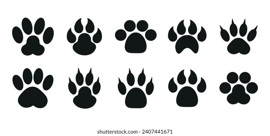 Dog Paw Icon Vector Set