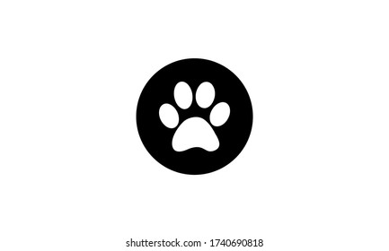 dog paw icon,circle with paw print,animal paw vector illustration
