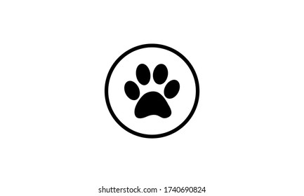 dog paw icon,circle with paw print,animal paw vector illustration