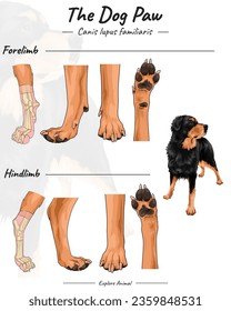 The Dog paw illustration. Dog paw Package. set of Dog paw illustration. for biology science education 