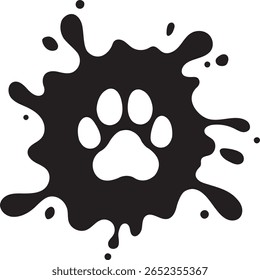 dog paw ink drop print cute pet memory emotional splash minimal black footprint illustration