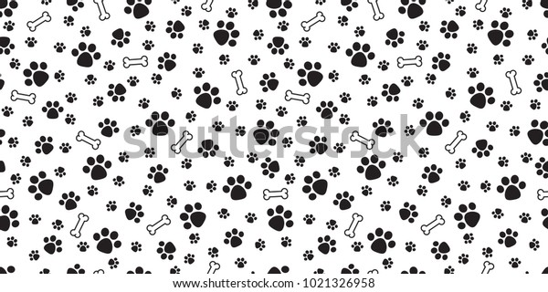 Dog Paw isolated dog bone Seamless\
pattern vector puppy cat wallpaper background\
white