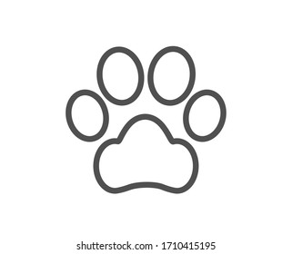 Dog paw line icon. Pets care sign. Animal step symbol. Quality design element. Editable stroke. Linear style dog paw icon. Vector