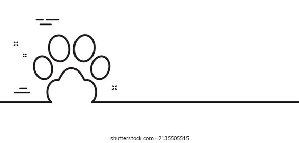 Dog paw line icon. Pets care sign. Animal step symbol. Minimal line illustration background. Dog paw line icon pattern banner. White web template concept. Vector