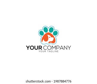 Dog, paw logo and icon design vector.