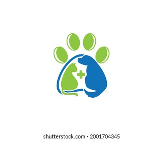 Dog, paw logo and icon design vector.	
