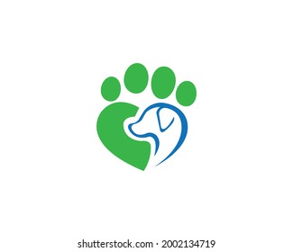 Dog, paw logo and icon design vector.