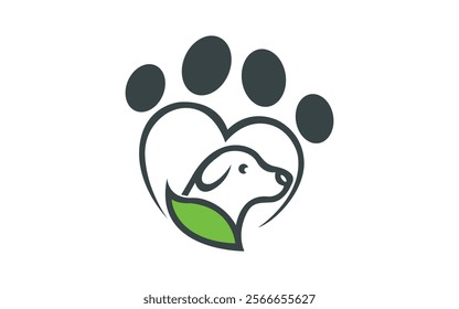 Dog, paw logo and icon design vector Creative Circle Paw Logo Design Pet And Eco Combination Symbol Vector.