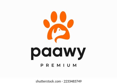 dog paw logo with dog negative space