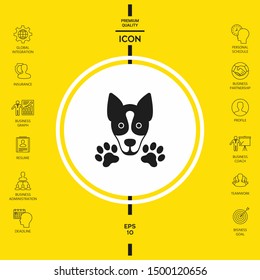 Dog, paw - logo, symbol, protect sign. Graphic elements for your design