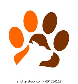 dog paw logo vector.