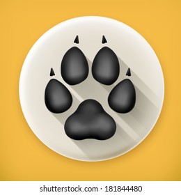 Dog paw, long shadow vector icon