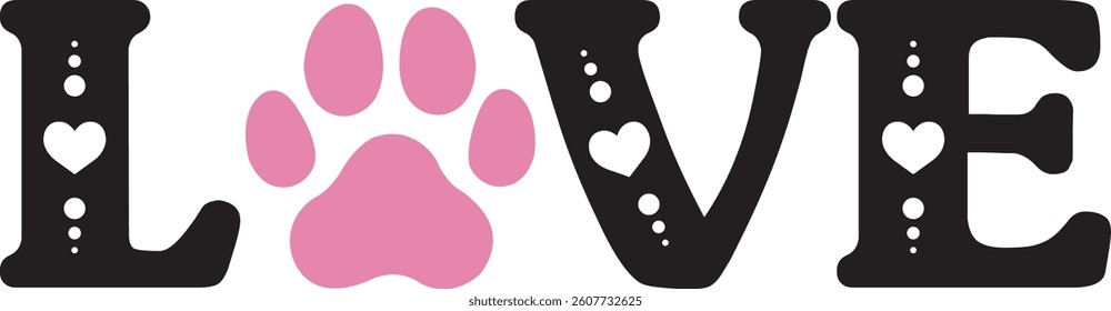 Dog Paw love Monogram Heart paw Name Pet Love Fashion Puppy love