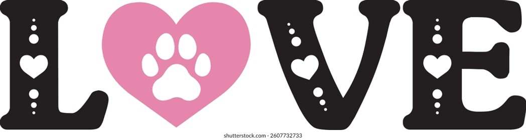 Dog Paw love Monogram Heart paw Name Pet Love Fashion Puppy love