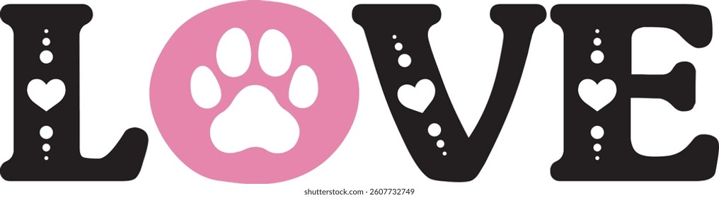 Dog Paw love Monogram Heart paw Name Pet Love Fashion Puppy love