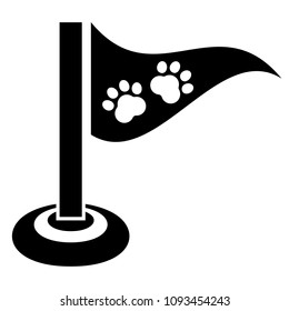 Dog paw and map pointer. Pet shop here. map point sign, vector illustration.