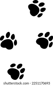 Dog paw marks. Black pet steps symbol
