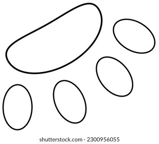 dog paw. on a white background . sticker with white border.