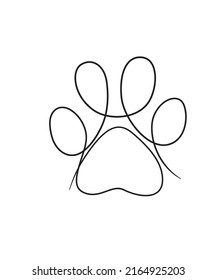 Dog Paw One Line Drawing Illustration Stock Vector (Royalty Free ...