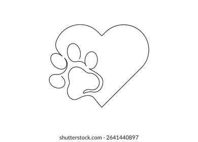 Dog Paw One Line Minimalist Vector Outline Illustration