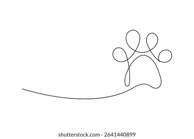 Dog Paw One Line Minimalist Vector Outline Illustration